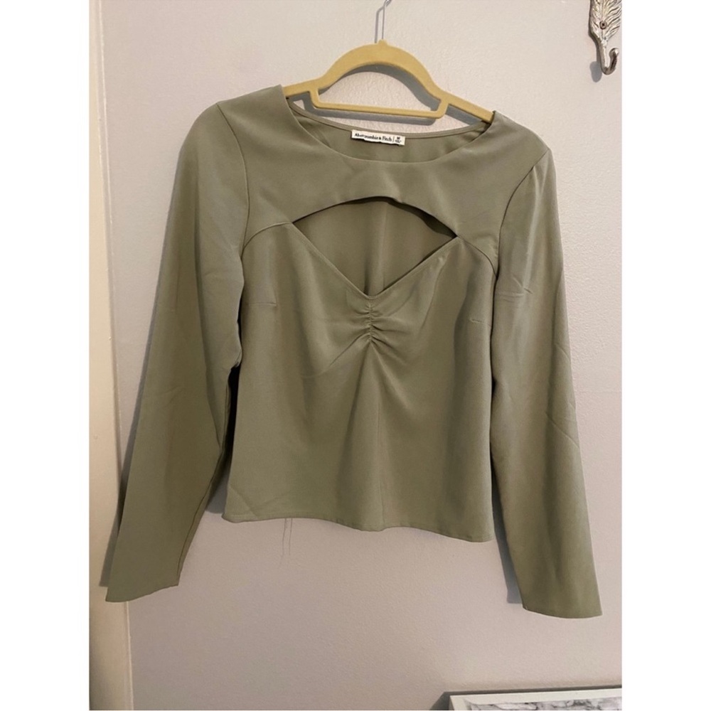 Sage Green Long Sleeve Top Abercrombie & Fitch